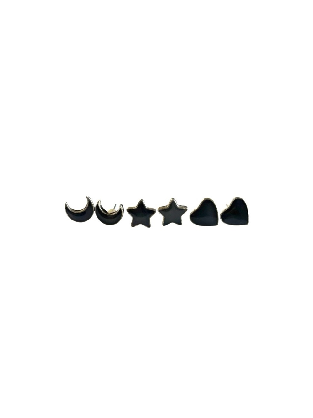 Navy and Silver Moon Star & Heart Stud Earring Set